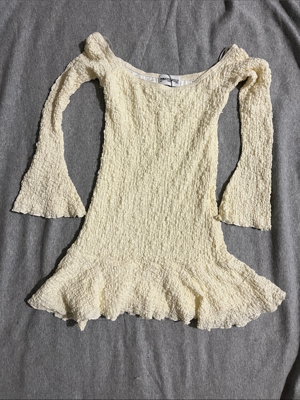 Princess Polly Boho Cream Textured Mini coastal cowgirl Dress